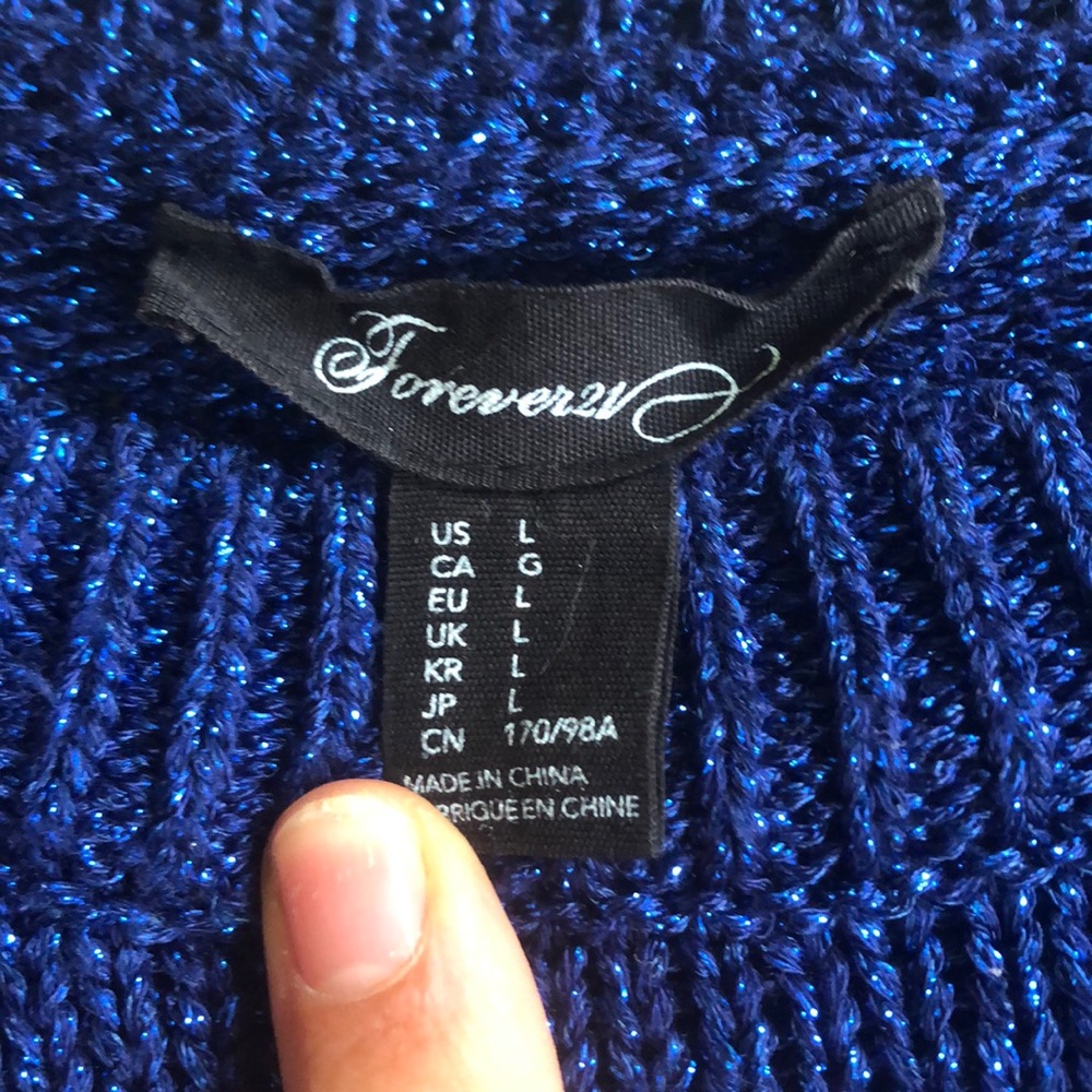Forever 21 Sparkly Navy Sweater - Picture 2 of 2